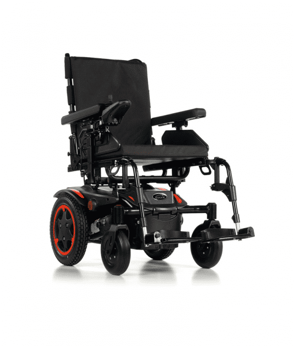 Q100 R Powerchair in red and black