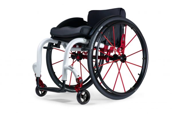 Rogue XP wheelchair in red, black and white