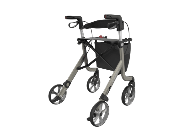 Space LX rollator in champagne from the back