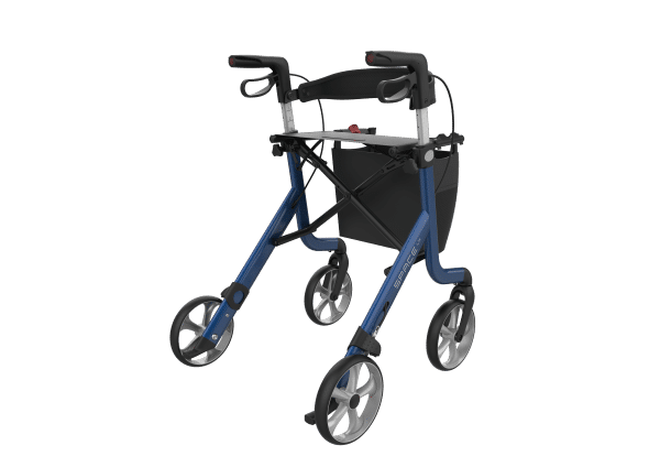 Space LX rollator in blue from the back