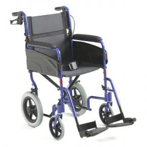 Blue framed Invacare Alu Lite wheelchair
