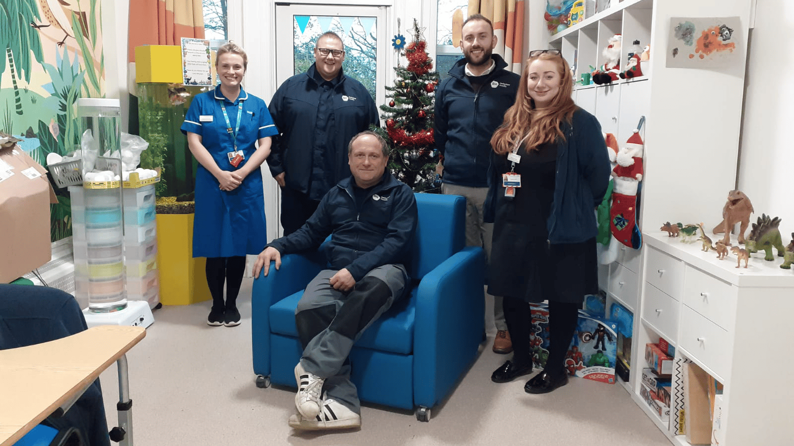 Craig, Rob, and Wayne from Derbyshire Mobility at Ryegate Children's Hospice in Sheffield, who won the Repose Stargazer Chair Competition.
