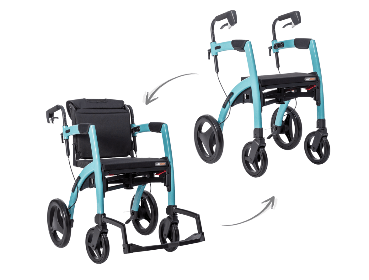 Rollz Motion 2 in 1 rollator wheelchair hybrid Derbyshire Mobility