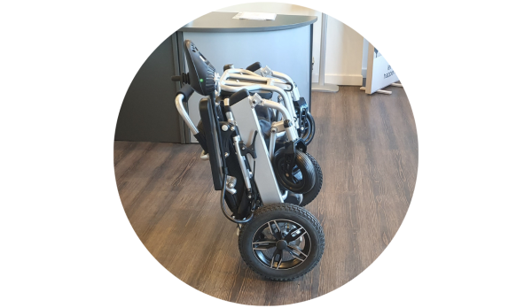 Remote Control Folding Powerchair by Derbyshire Mobility, folded