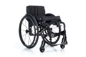 QS5 X active user chair from Sunrise Medical in black frame and cushion, available via Derbyshire Mobility